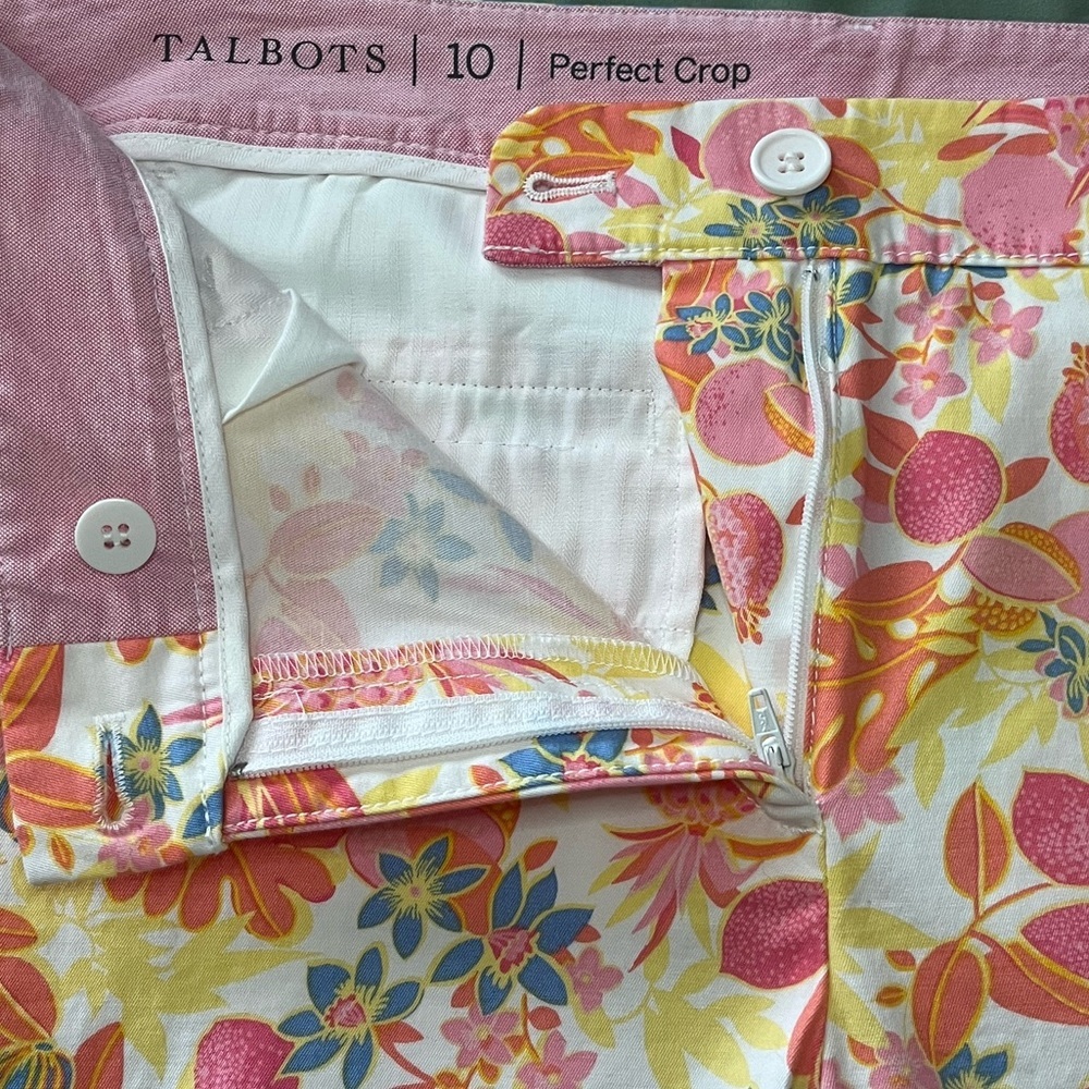 Talbots Colorful Patterned Perfect Crop Pants, Size 10 - Picture 5 of 7